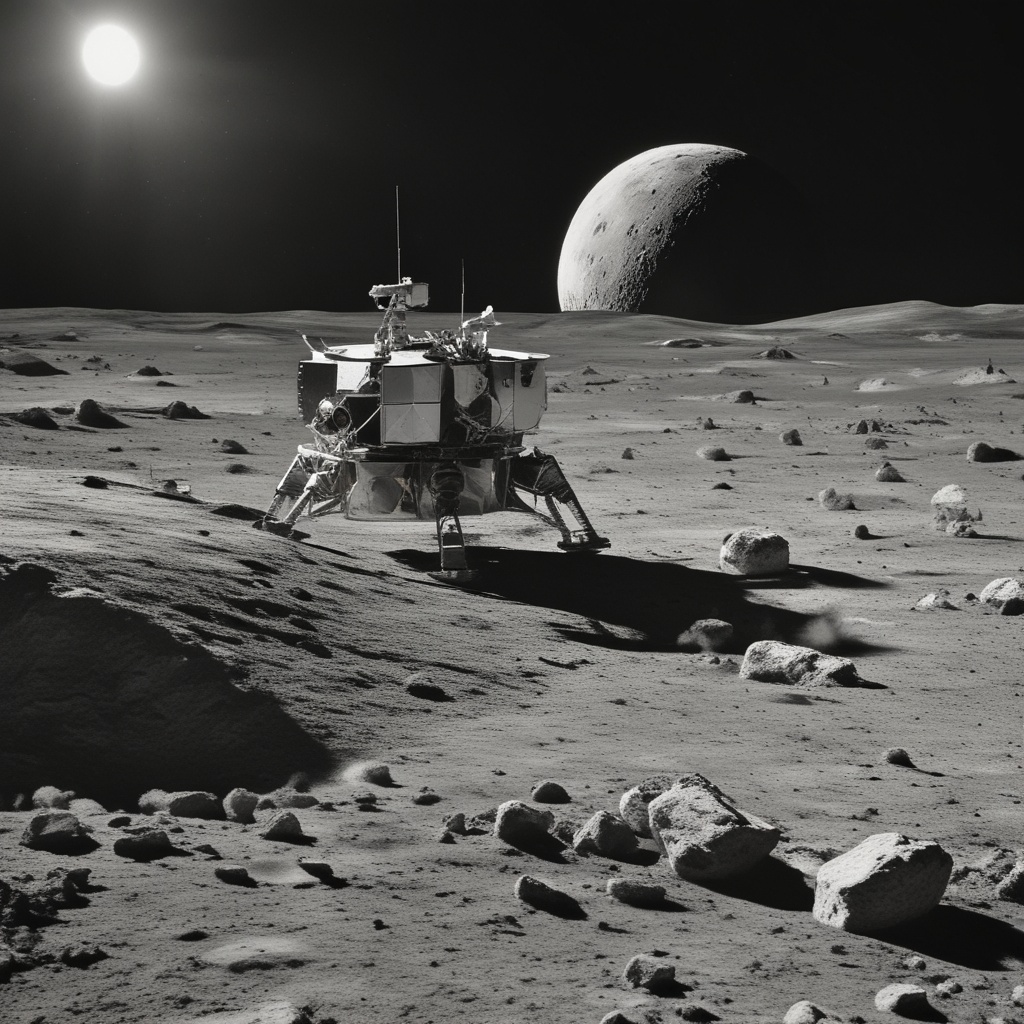 Spacecraft landing on moon surface